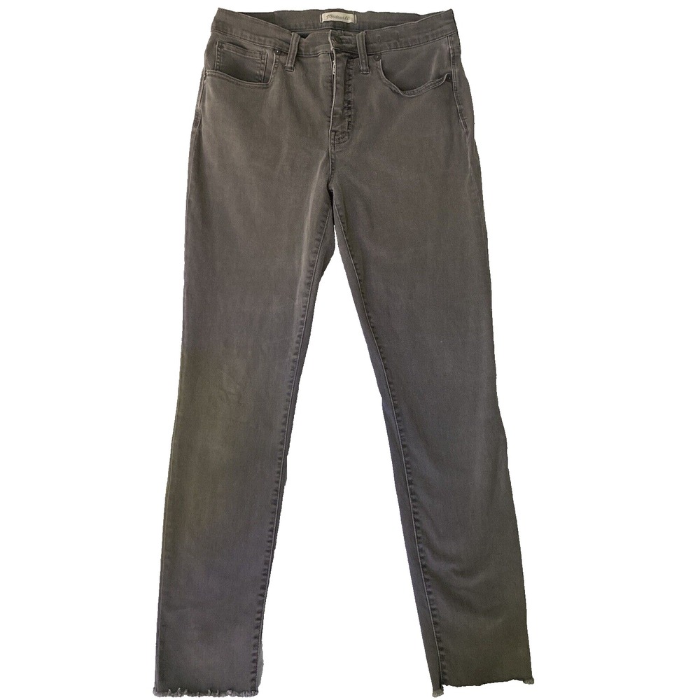 Madewell Women's 29 Gray 9" High Rise Skinny Jeans Raw Hem Stretch Denim 27"